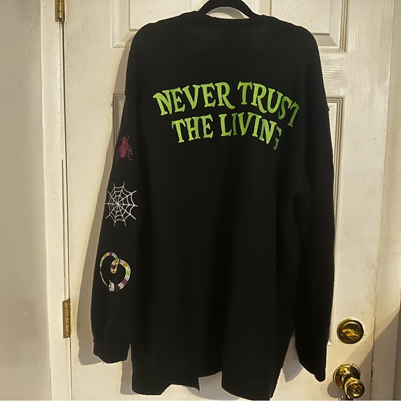 Beetlejuice Black Embroidered Open-Front Cardigan - Picture 7 of 8